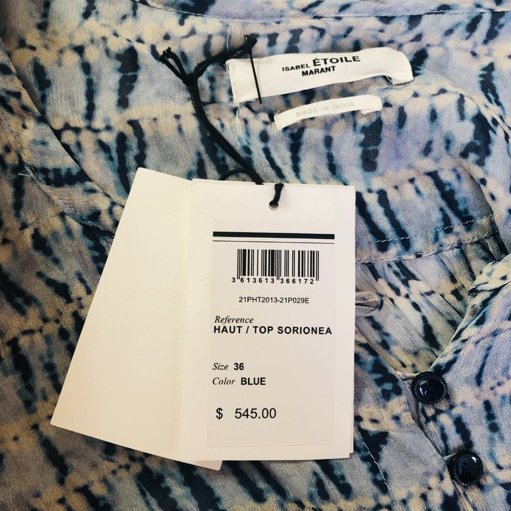 Blue Patterned Women's Blouse - Picture 9 of 10